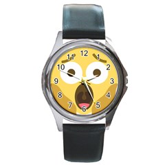 Scream Emoji Round Metal Watch