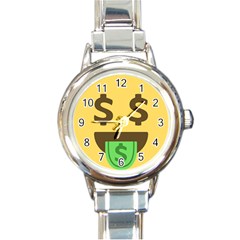 Money Face Emoji Round Italian Charm Watch by BestEmojis