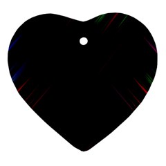 Streaks Line Light Neon Space Rainbow Color Black Heart Ornament (two Sides) by Mariart