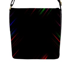 Streaks Line Light Neon Space Rainbow Color Black Flap Messenger Bag (l)  by Mariart