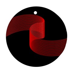 Tape Strip Red Black Amoled Wave Waves Chevron Ornament (round) by Mariart