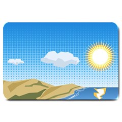 Grid Sky Course Texture Sun Large Doormat  by Nexatart
