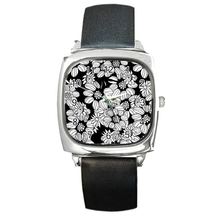 Mandala Calming Coloring Page Square Metal Watch