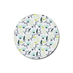 Hand Drawm Seamless Floral Pattern Rubber Round Coaster (4 Pack)  by TastefulDesigns
