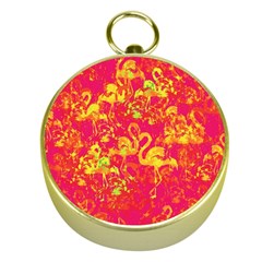 Flamingo Pattern Gold Compasses by ValentinaDesign