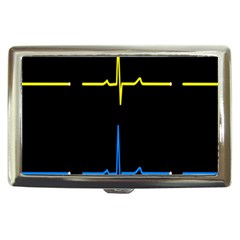 Heart Monitor Screens Pulse Trace Motion Black Blue Yellow Waves Cigarette Money Cases