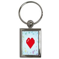 Red Heart Love Plaid Red Blue Key Chains (rectangle)  by Mariart