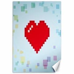 Red Heart Love Plaid Red Blue Canvas 20  X 30   by Mariart