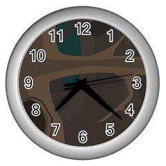 Tree Jungle Brown Green Wall Clocks (silver)  by Mariart