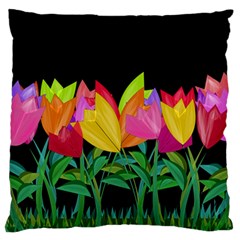 Tulips Large Flano Cushion Case (two Sides) by ValentinaDesign