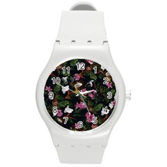 Tropical Pattern Round Plastic Sport Watch (m) by Valentinaart