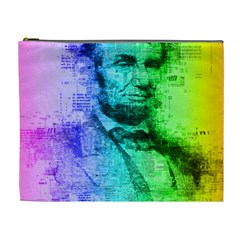 Abraham Lincoln Portrait Rainbow Colors Typography Cosmetic Bag (xl) by yoursparklingshop