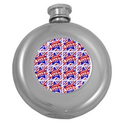 Happy 4th Of July Theme Pattern Round Hip Flask (5 Oz) by dflcprints
