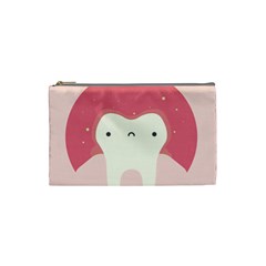 Sad Tooth Pink Cosmetic Bag (small)  by Mariart