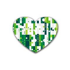 Generative Art Experiment Rectangular Circular Shapes Polka Green Vertical Heart Coaster (4 Pack) 