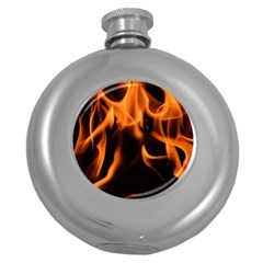 Fire Flame Heat Burn Hot Round Hip Flask (5 Oz)