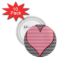 Heart Stripes Symbol Striped 1 75  Buttons (10 Pack)