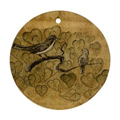 Birds Figure Old Brown Round Ornament (two Sides)
