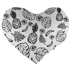 Tropical Pattern Large 19  Premium Heart Shape Cushions by Valentinaart