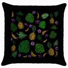 Tropical Pattern Throw Pillow Case (black) by Valentinaart