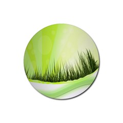 Green Background Wallpaper Texture Rubber Round Coaster (4 Pack) 