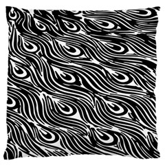 Digitally Created Peacock Feather Pattern In Black And White Large Flano Cushion Case (one Side) by Nexatart