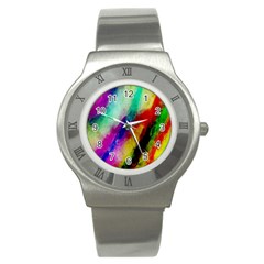 Colorful Abstract Paint Splats Background Stainless Steel Watch by Nexatart