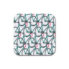 Bicycle Cycling Bike Green Sport Rubber Square Coaster (4 Pack)  by Mariart