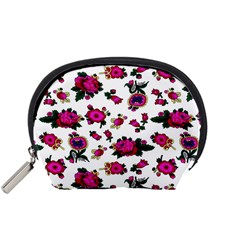 Crown Red Flower Floral Calm Rose Sunflower White Accessory Pouches (small) 