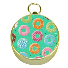 Doughnut Bread Donuts Green Gold Compasses by Mariart