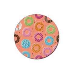 Doughnut Bread Donuts Orange Rubber Round Coaster (4 Pack)  by Mariart