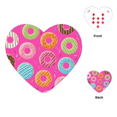 Doughnut Bread Donuts Pink Playing Cards (heart)  by Mariart