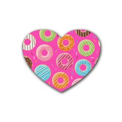 Doughnut Bread Donuts Pink Heart Coaster (4 Pack)  by Mariart