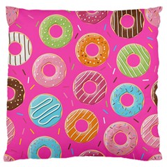 Doughnut Bread Donuts Pink Large Flano Cushion Case (one Side) by Mariart