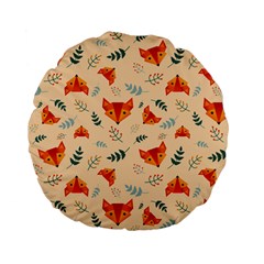 Foxes Animals Face Orange Standard 15  Premium Flano Round Cushions