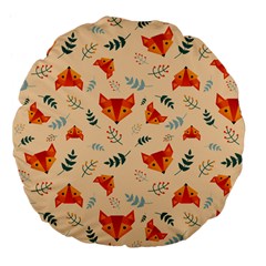 Foxes Animals Face Orange Large 18  Premium Flano Round Cushions by Mariart