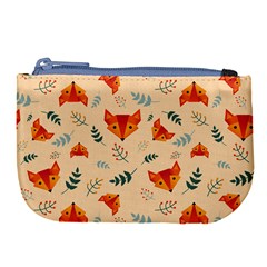 Foxes Animals Face Orange Large Coin Purse by Mariart