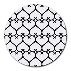 Heart Background Wire Frame Black Wireframe Round Mousepads by Mariart