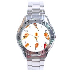 Hot Dog Buns Sate Sauce Bread Stainless Steel Analogue Watch by Mariart