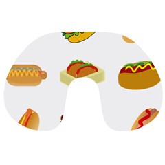 Hot Dog Buns Sauce Bread Travel Neck Pillows by Mariart