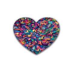 Moreau Rainbow Paint Heart Coaster (4 Pack)  by Mariart