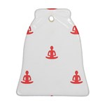 Seamless Pattern Man Meditating Yoga Orange Red Silhouette White Ornament (Bell) Front