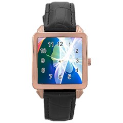 Net Sea Blue Sky Waves Wave Chevron Rose Gold Leather Watch  by Mariart