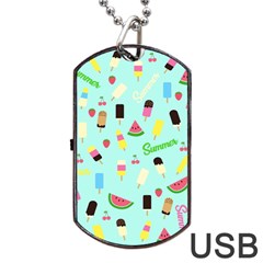 Summer Pattern Dog Tag Usb Flash (one Side) by Valentinaart