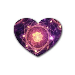 A Gold And Royal Purple Fractal Map Of The Stars Heart Coaster (4 Pack)  by jayaprime