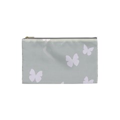 Butterfly Silhouette Organic Prints Linen Metallic Synthetic Wall Pink Cosmetic Bag (small)  by Mariart