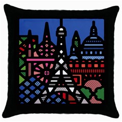 7 Wonders World Throw Pillow Case (black) by Mariart