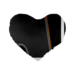 Flag Grey Orange Circle Polka Hole Space Standard 16  Premium Heart Shape Cushions by Mariart