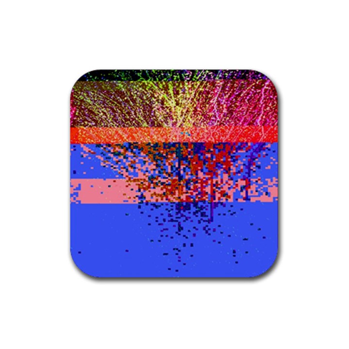 Glitchdrips Shadow Color Fire Rubber Coaster (Square) 