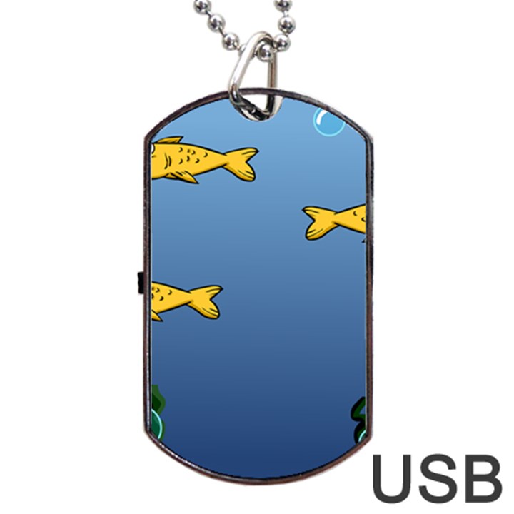 Water Bubbles Fish Seaworld Blue Dog Tag USB Flash (One Side)